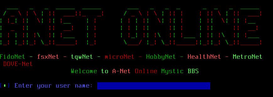 Source image for A-Net Online Mystic BBS from the 8-Bit Boyz listing