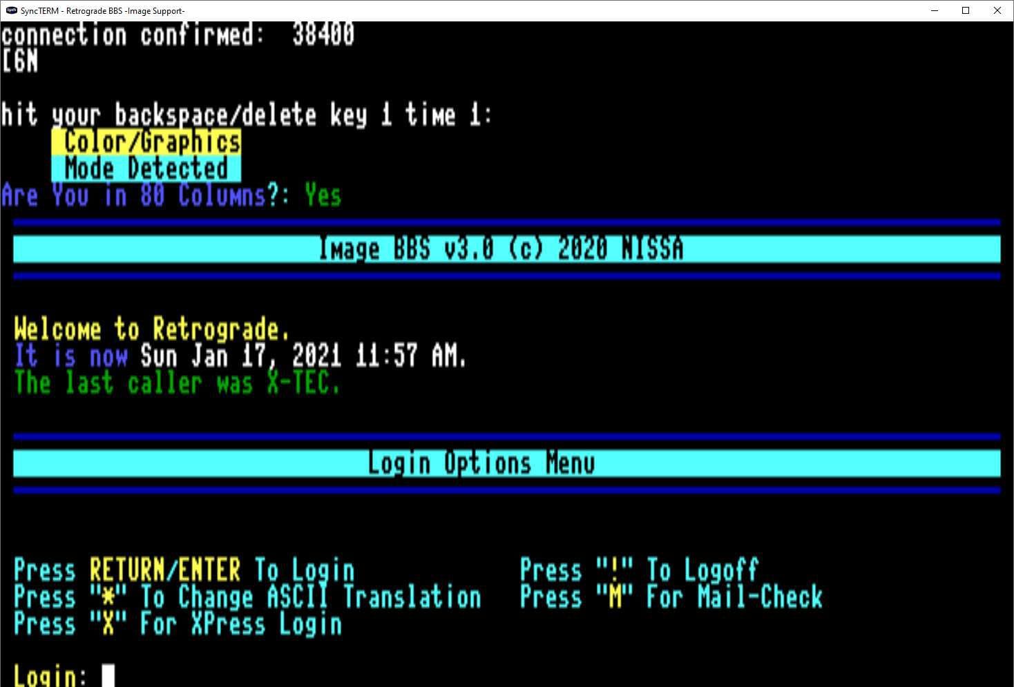 Retrograde BBS *Image 3.0 Support BBS* — additional source screen 1