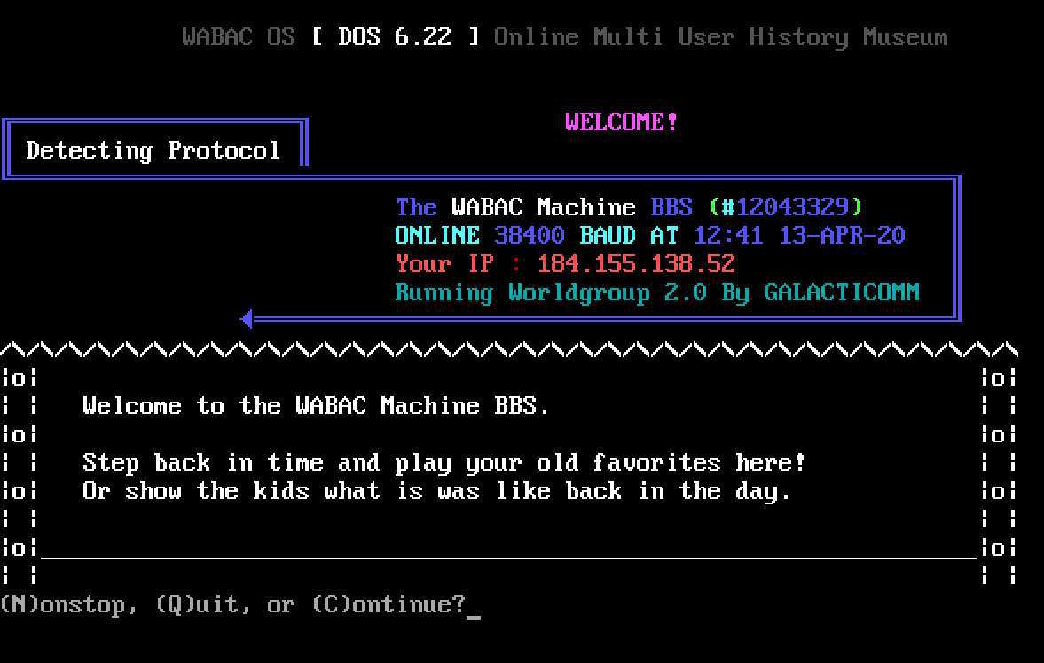 The WABAC Machine BBS — additional source screen 1