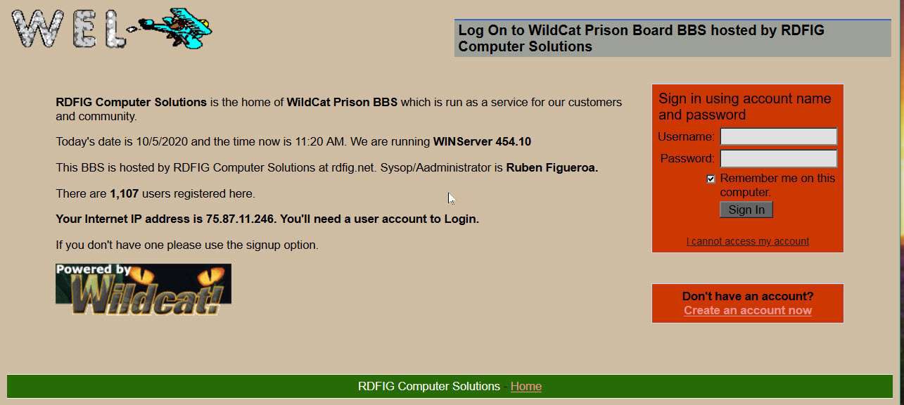 Source image for WildCat Prison BBS from the 8-Bit Boyz listing