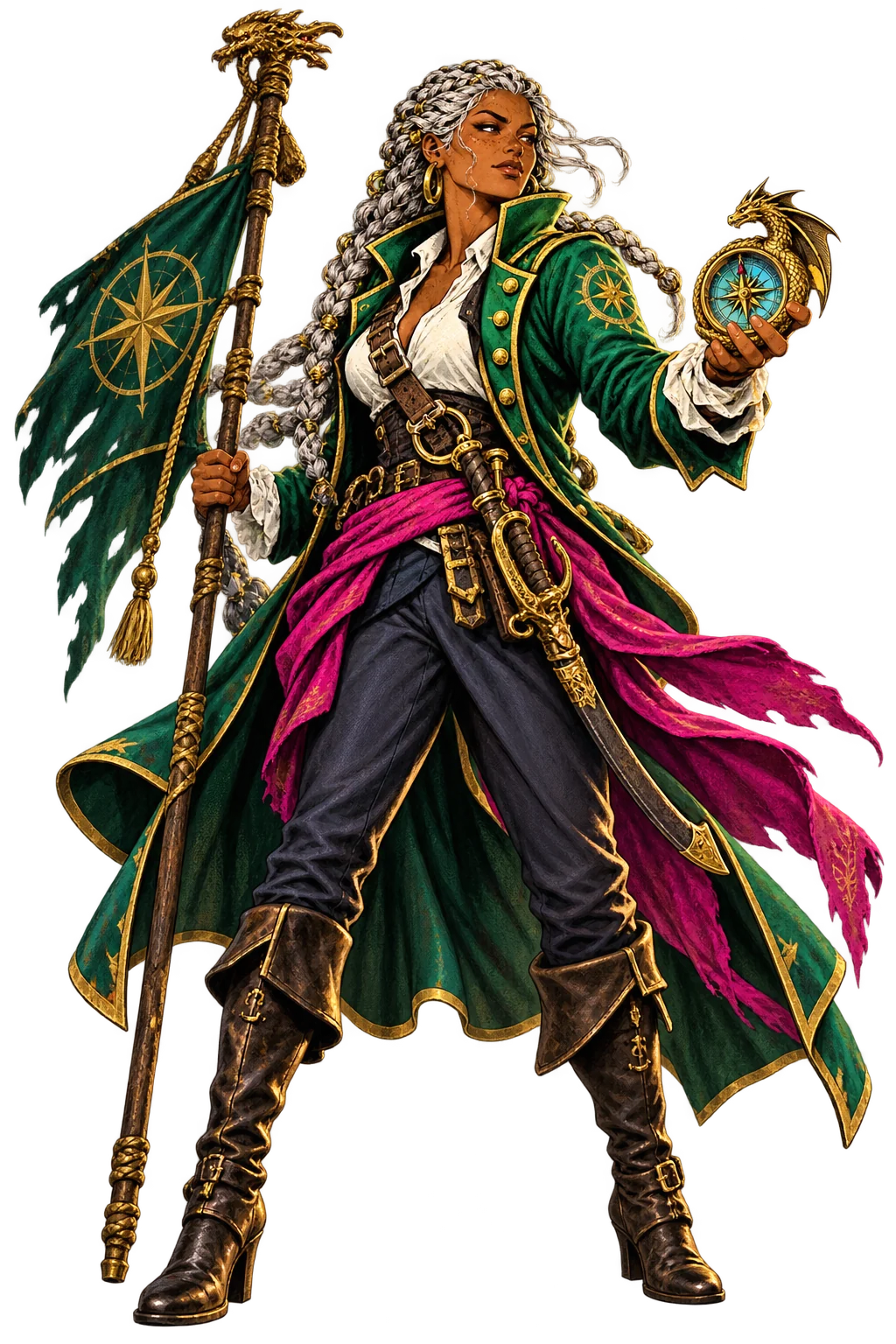 Veyra Stormledger, Human, The Dragon-Toll Captain; original champion of Medievia