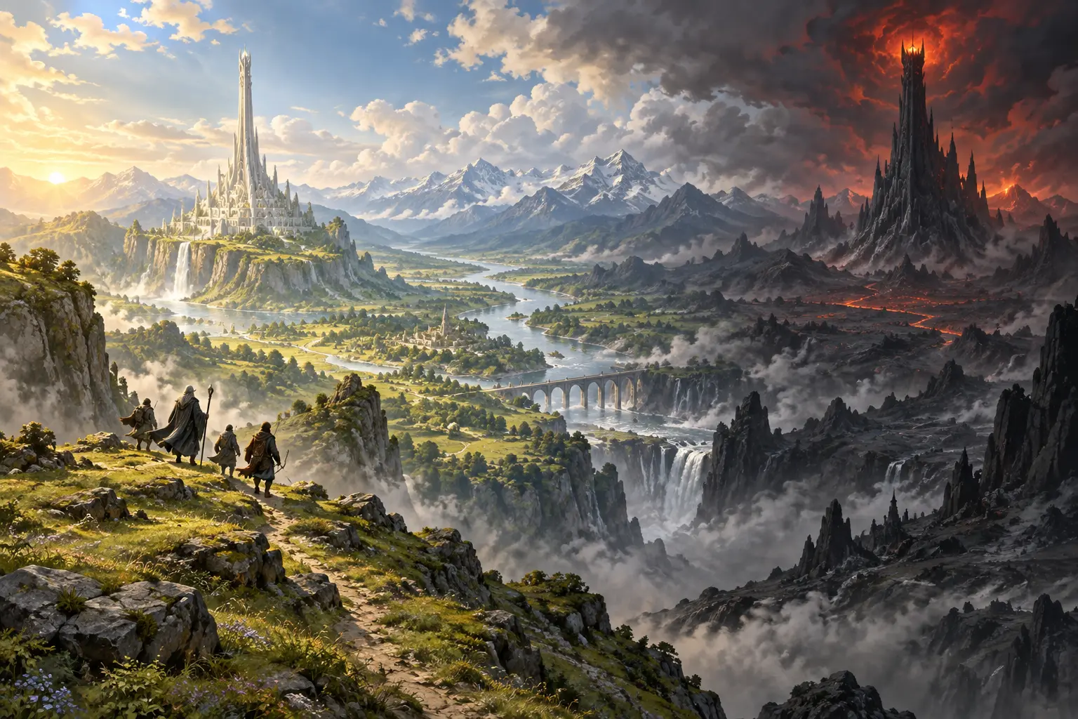 Original middle-earth concept illustration for The Two Towers MUD.