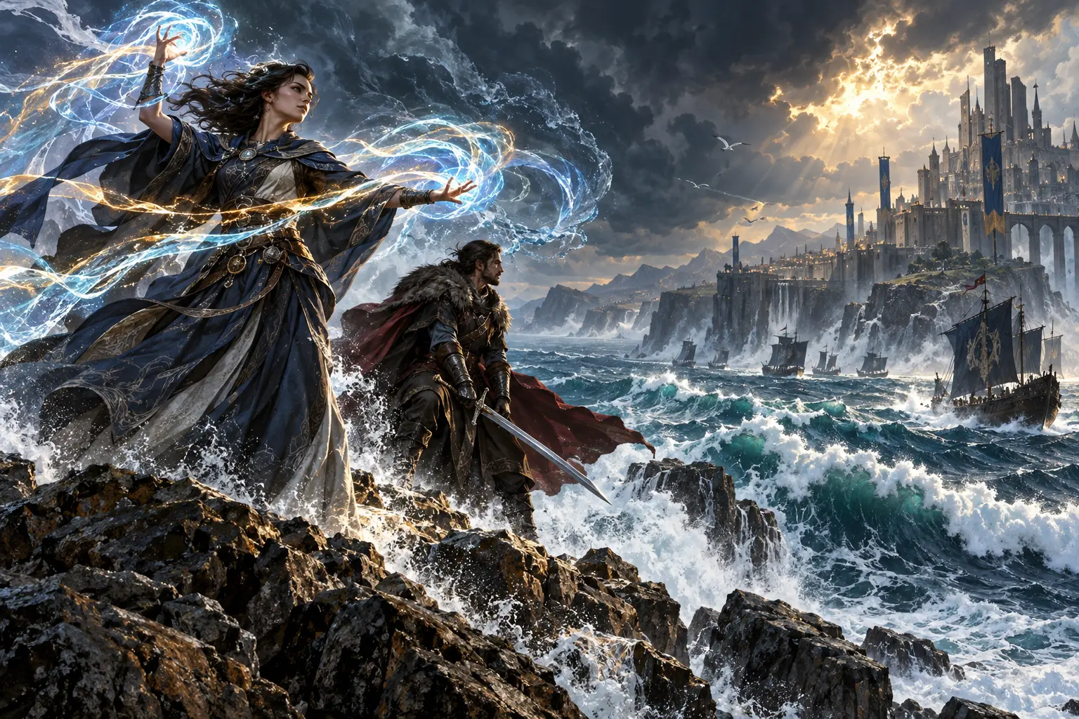 Original fantasy concept illustration for The Sea of Storms.