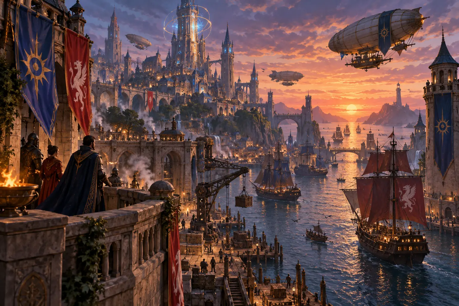 Original fantasy concept illustration for Waterdeep: City of Splendors.