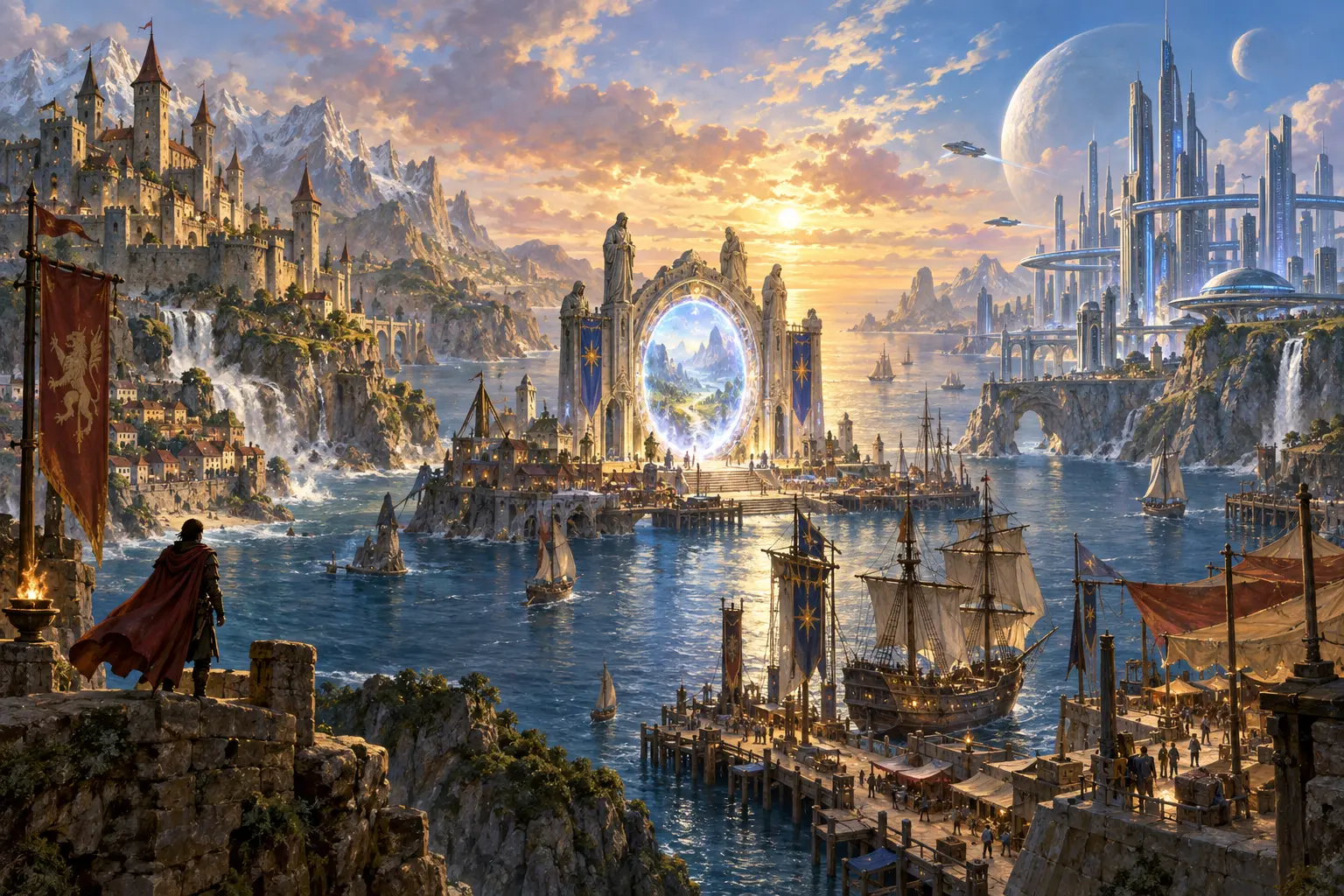 Original crossover concept illustration for Tri: Legends of the Three Continents.