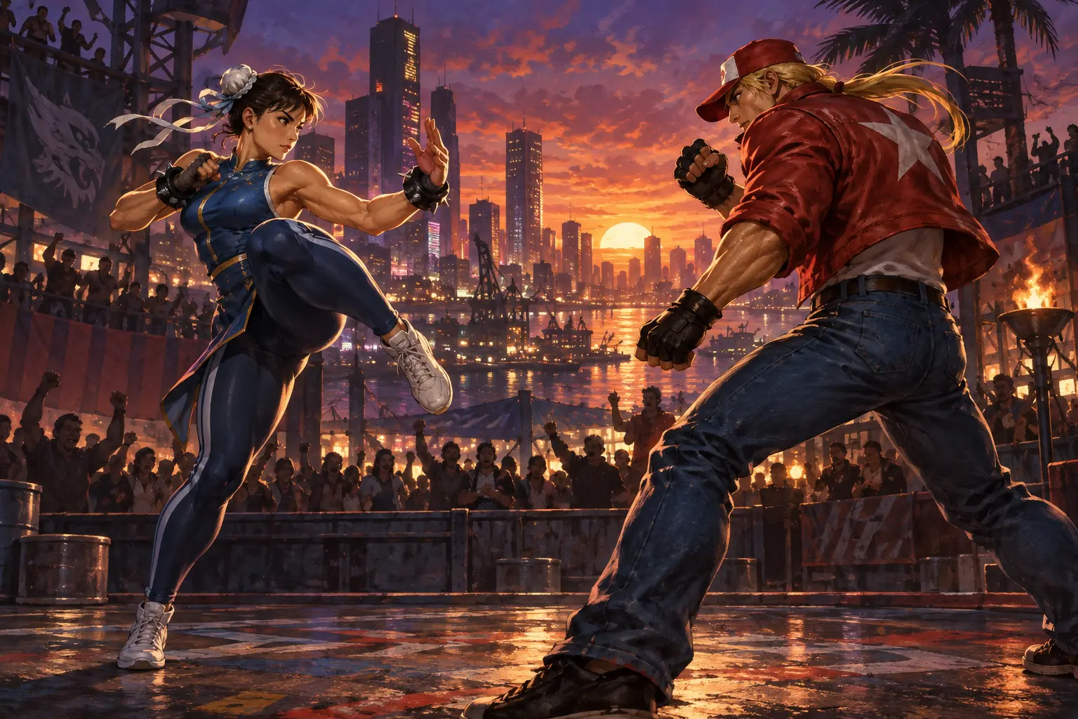 Original fighting games concept illustration for Match of the Millennium MUCK.
