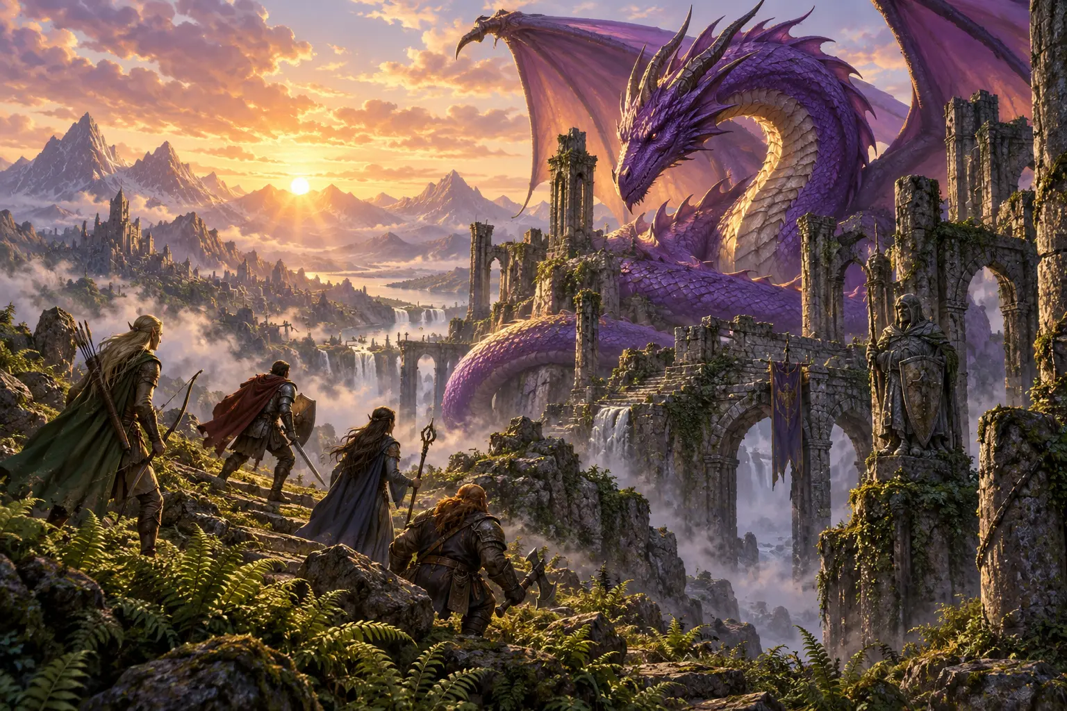 Original fantasy concept illustration for Purple Dragon.