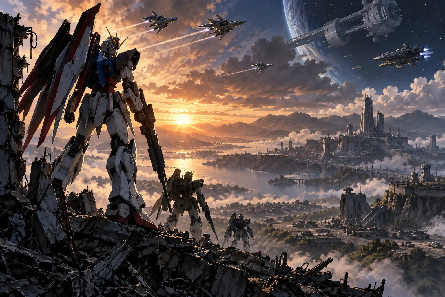 Original mecha concept illustration for Gundam Wing Universe.