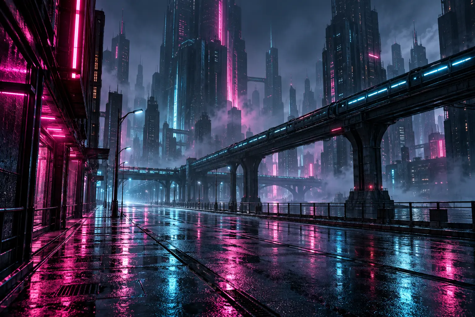 Original cyberpunk concept illustration for Iron & Velvet.