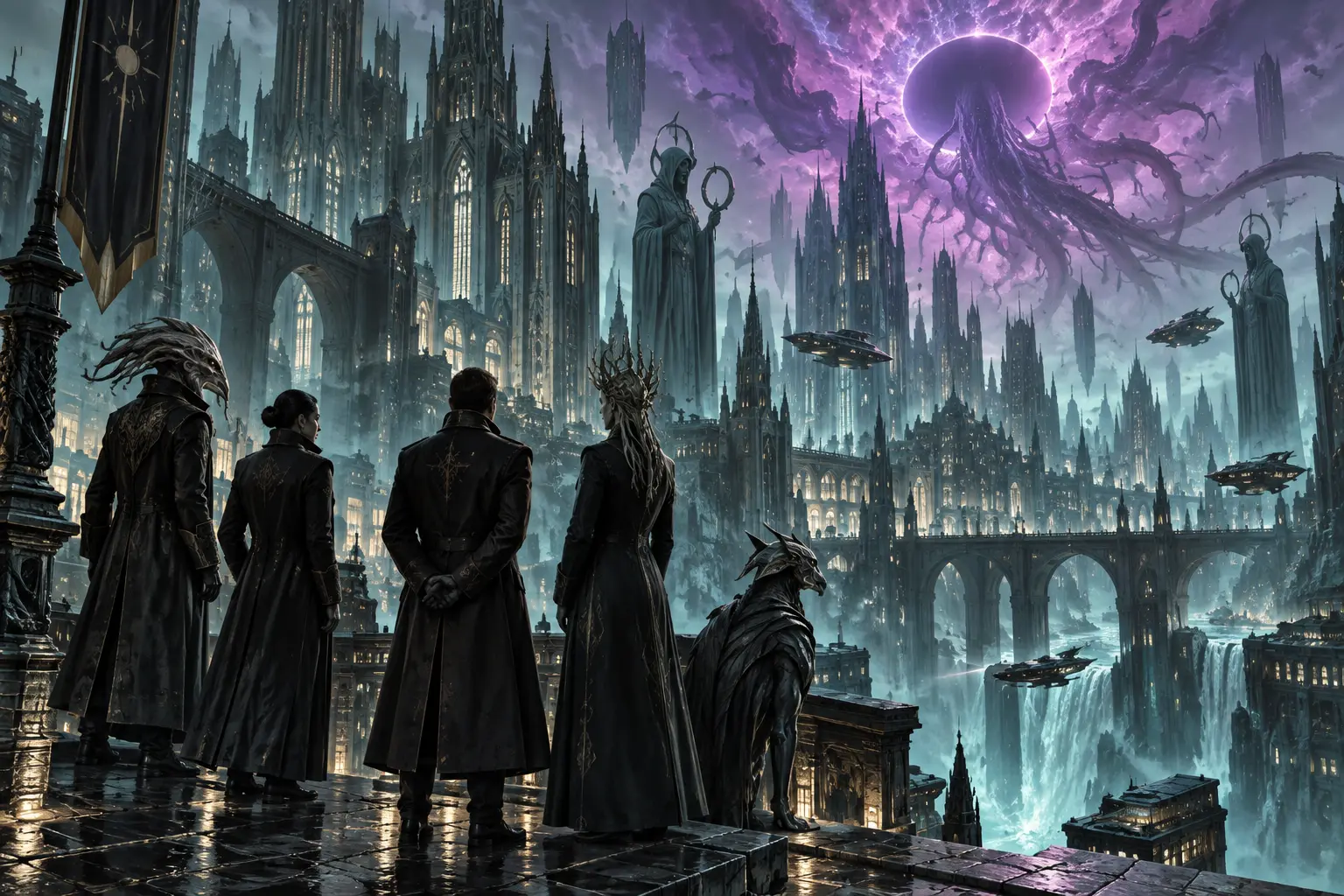 Original cyberpunk / gothic horror concept illustration for The Eidolon Treaty.