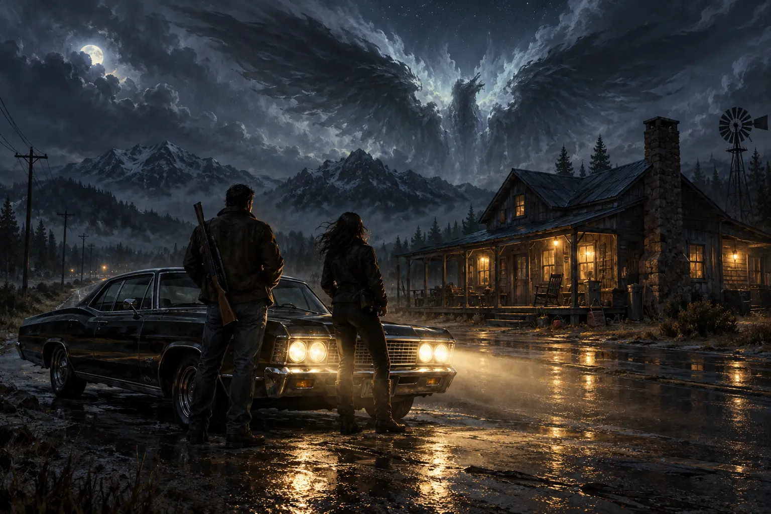 Original urban fantasy concept illustration for Mortals and Monsters.