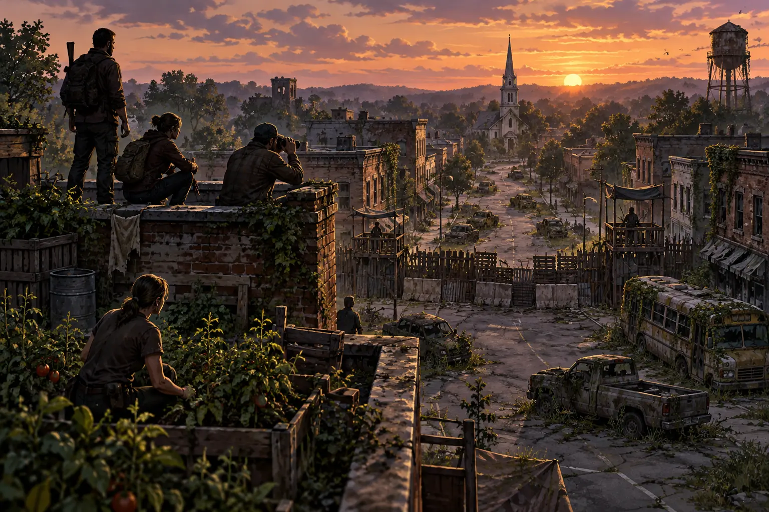 Original post-apocalyptic concept illustration for The Walking Dead.