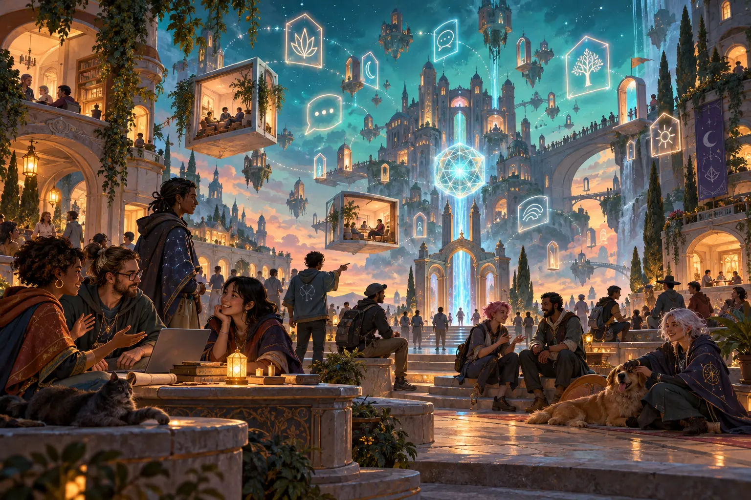 Original social concept illustration for ChatMUD.