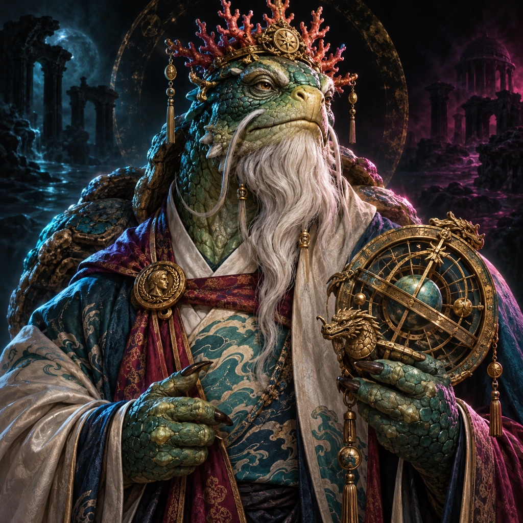 Shen of the Tides, dragon-turtle spirit, Ambassador of Lost Empires; original champion of Ancient Empires