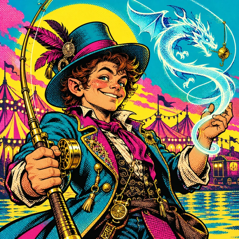 Fenn Dragonlure, halfling, Angler of the Wandering Carnival; original champion of Astaria