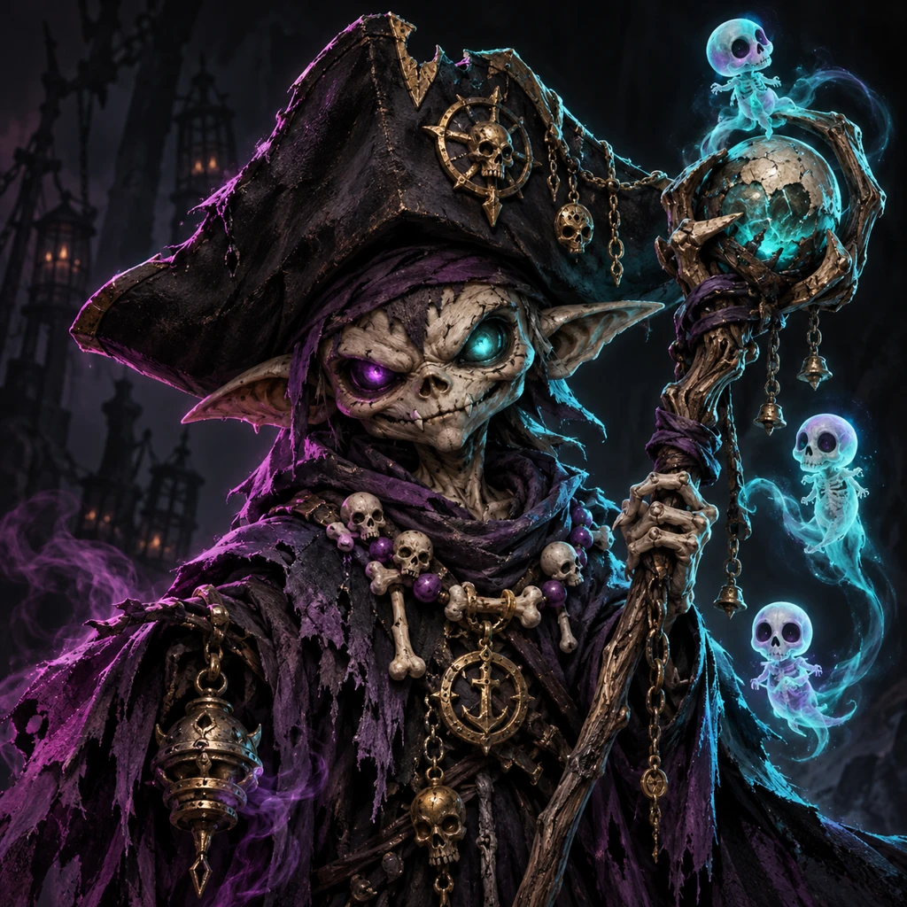 Ossuary Pip, skeletal goblin, Captain of the Second Life; original champion of Dark Knights Remorted