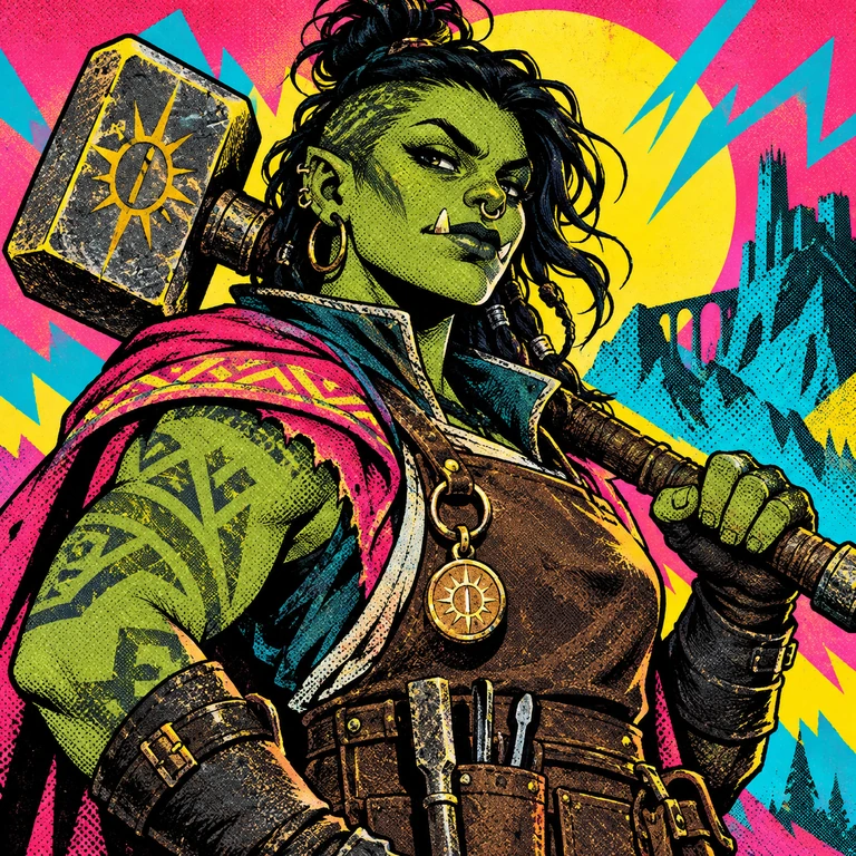 Nessa Hexforge, orc, Last-Life Smith; original champion of DartMUD