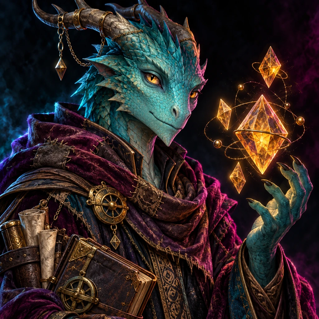 Etris Amberdie, dragonborn, The Wandering Thesis; original champion of Enertopia Mud