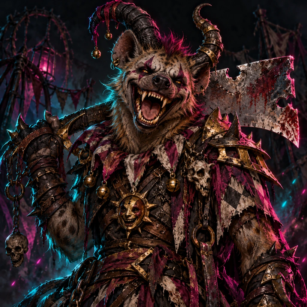 Rattlegrin, hyena demon, Jester of the Rupture; original champion of Eternal Kaos