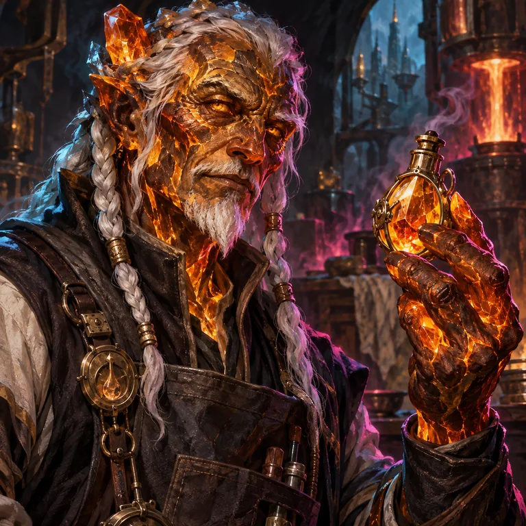 Ula Amberweft, amber-fire elemental, The Foundry physician; original champion of Haelrahv