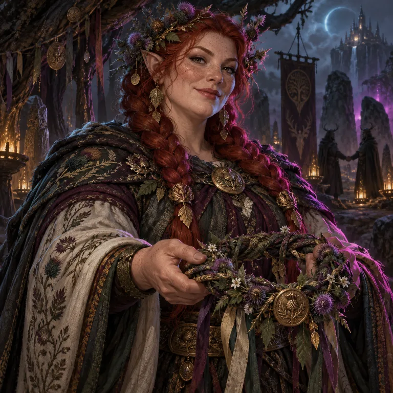 Dalmir Velvetbrook, thistlecrown, Clan Reconciler; original champion of Kallindor