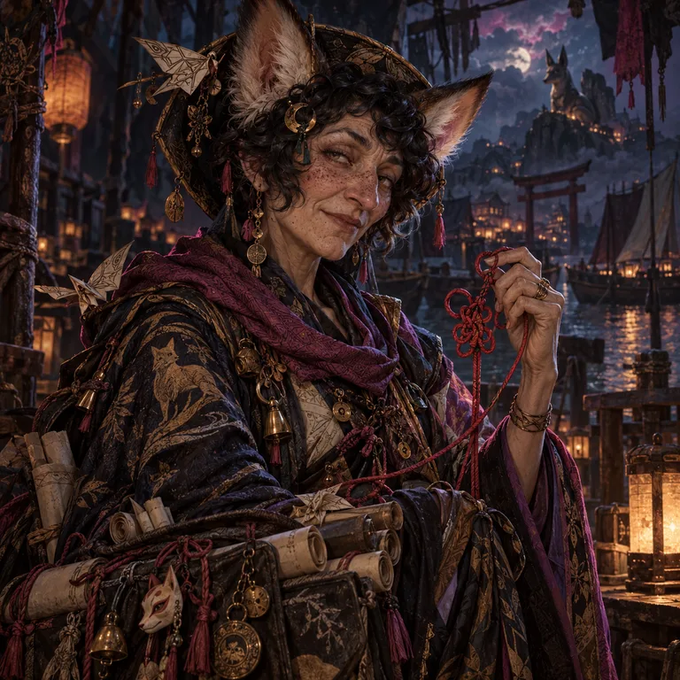 Moriniel Thornveil, paperwing fox fae, Story Knot Trickster; original champion of KitsuMUCK