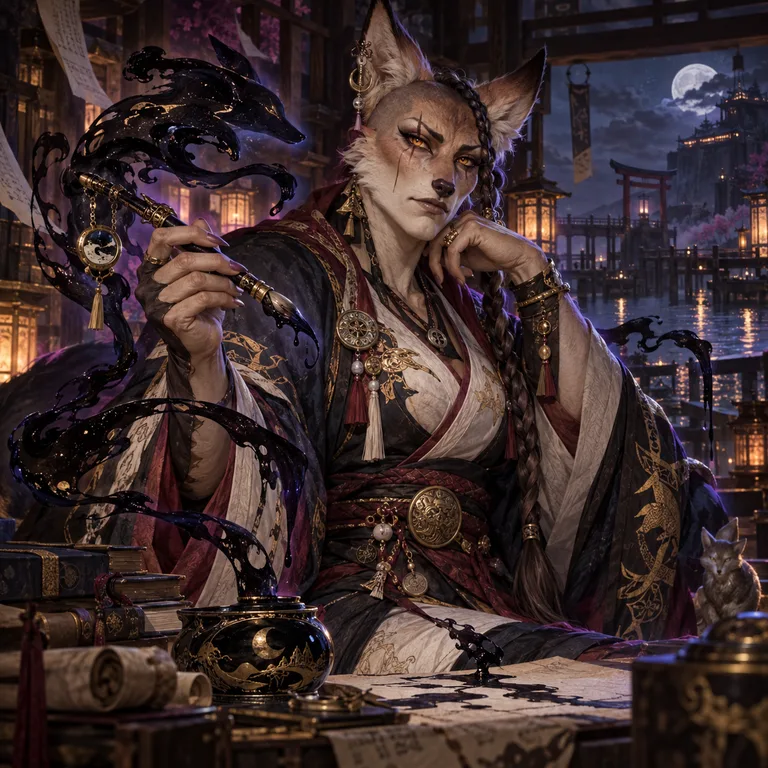 Lessaiel Ashveil, inkwell fox spirit, Unwritten Ending Guardian; original champion of KitsuMUCK