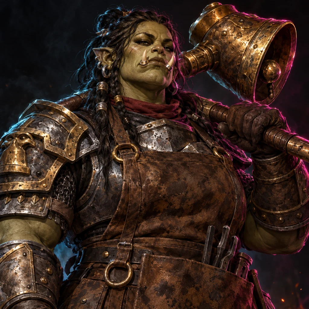 Grakka Bellforge, female orc, Voice of the Third Banner; original champion of Legends of War