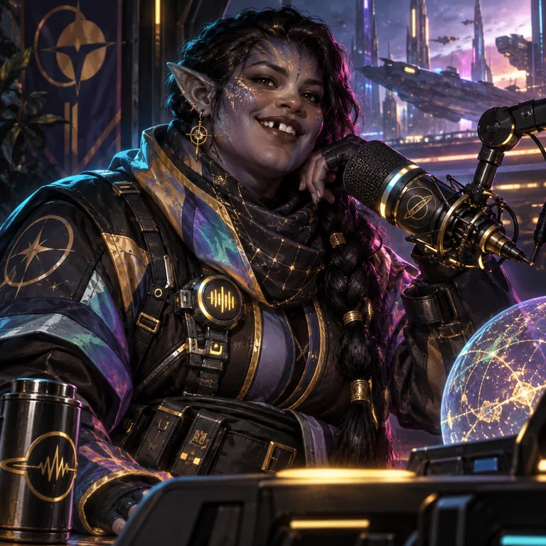 Vellais Pearlwatch, living radio aurora, Broadcast Peace Advocate; original champion of Marvel Untold