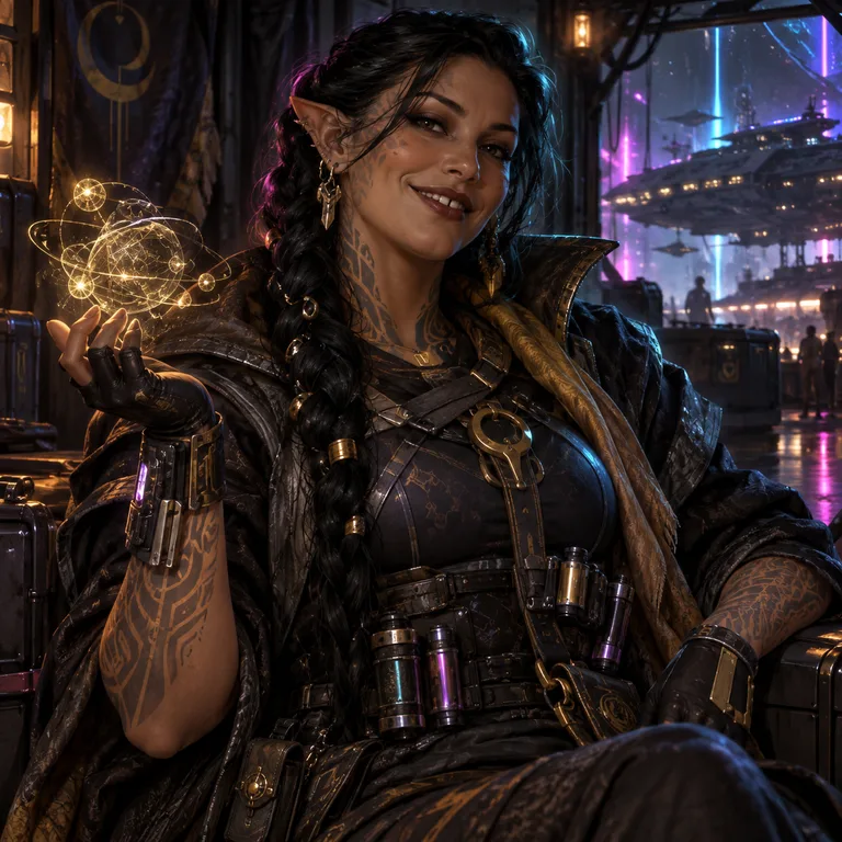 Zellaiel Amberhaven, ionized memory, Tattoo Circuit Illusionist; original champion of NukeFire