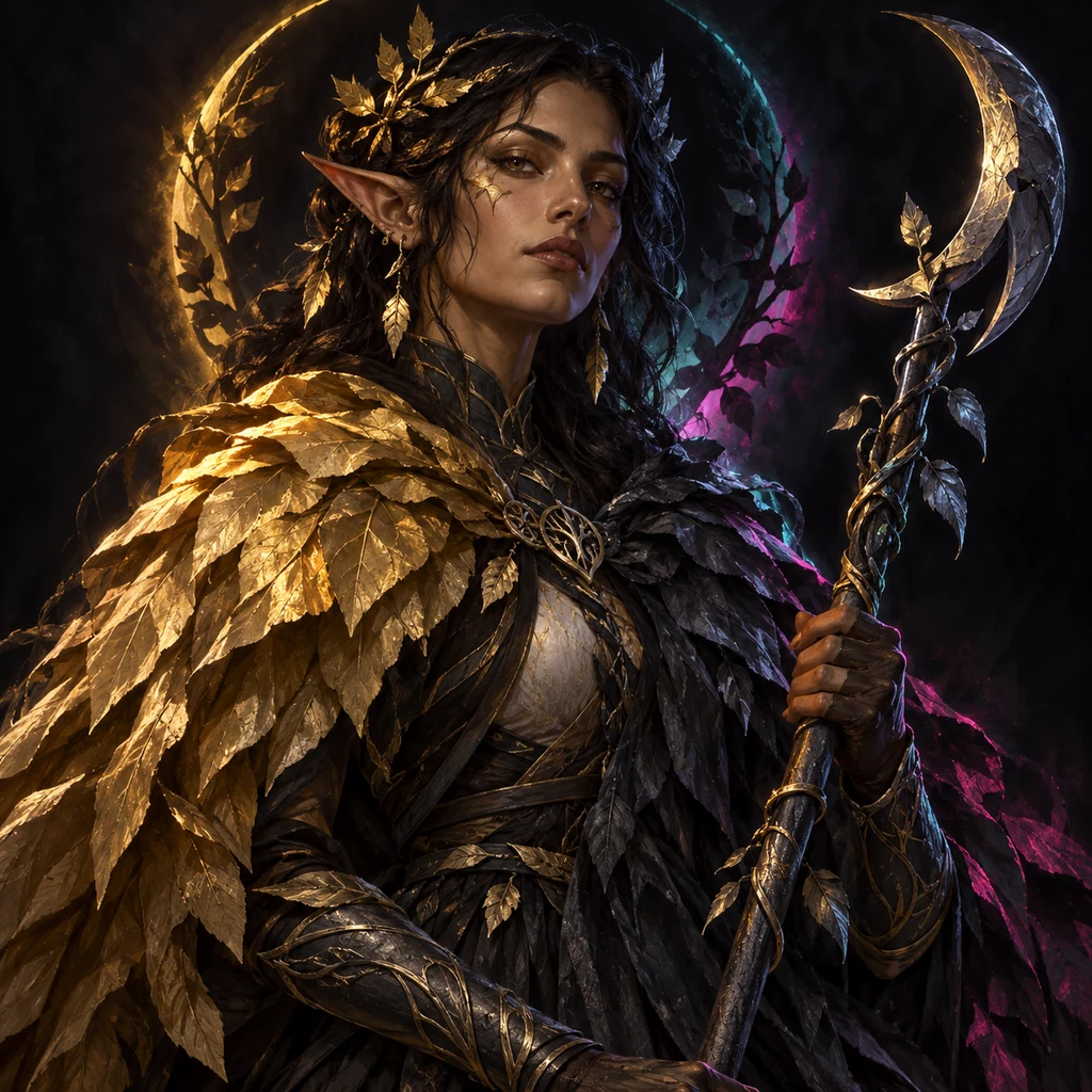 Elar Sombrahoja, elf woman, Warden of the Divided Grove; original champion of Petria Mud