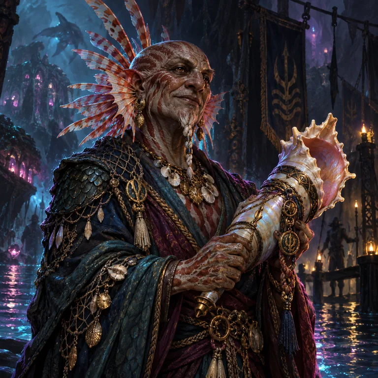 Veieron Elmwell, lionfish reef, Sea Treaty Singer; original champion of Primal Darkness