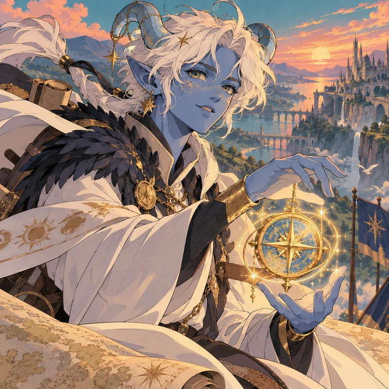 Solace Unbound, celestial tiefling, Cartographer of Better Kingdoms; original champion of Realm of Utopian Dreams