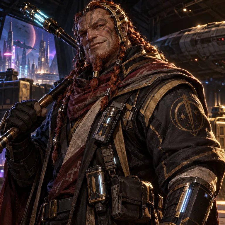 Ressais Amberwatch, augmented spacer, Kinetic Staff Duelist; original champion of Revenge of the Jedi