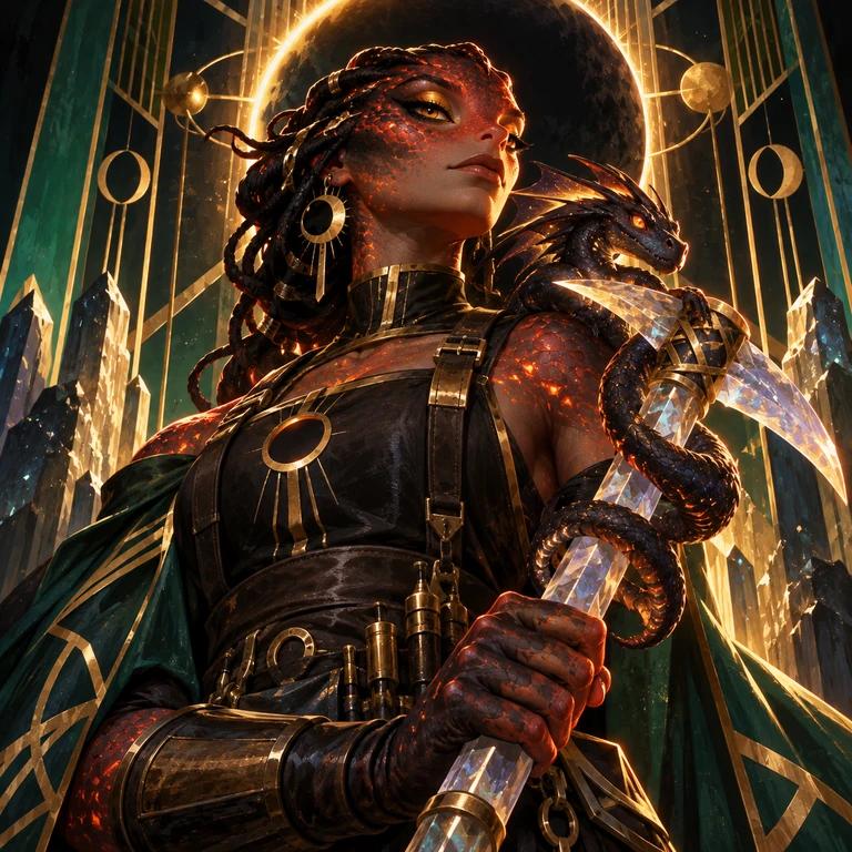 Fenadan Cinderfold, salamander woman, Keeper of Second Suns; original champion of Solar Eclipse