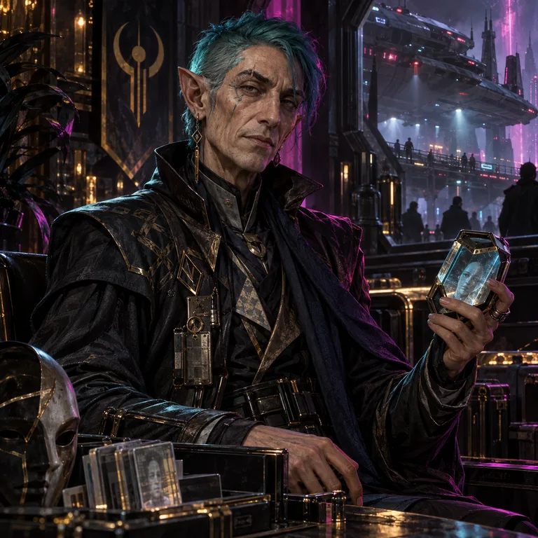 Qoriniel Tideveil, mirrorborn fugitive, Identity Sanctuary Broker; original champion of The Eidolon Treaty
