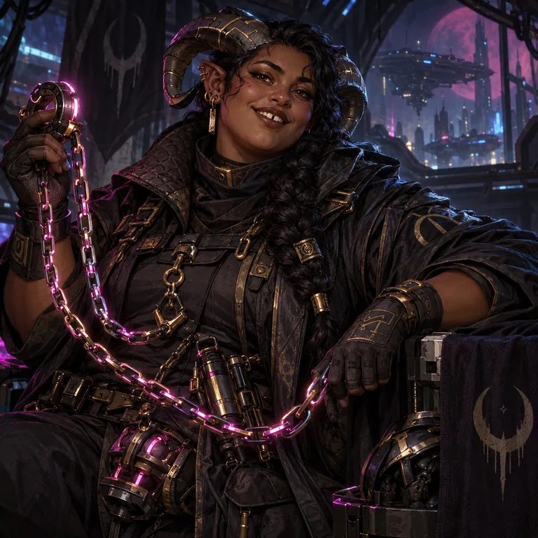 Ressaiel Flintveil, circuit horn exile, Rift Chain Duelist; original champion of The Eidolon Treaty