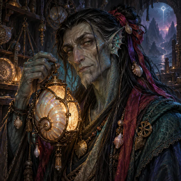 Nerulo Shellwake, deepwater merfolk, The Tide ferry captain; original champion of The Void