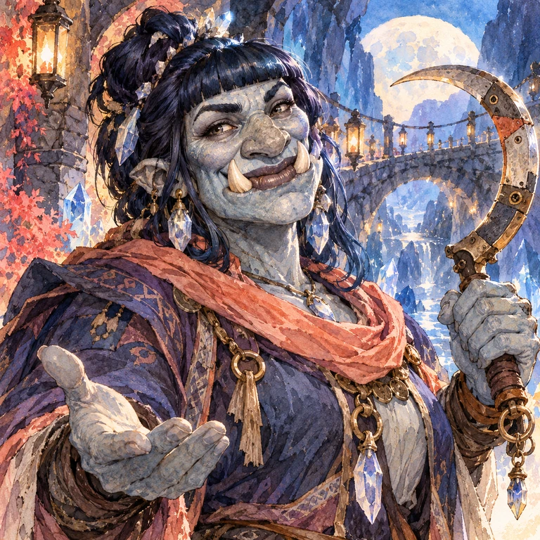 Uthra Sickledew, cavern crystal troll, The Harvest duelist; original champion of Warlock Seasonal